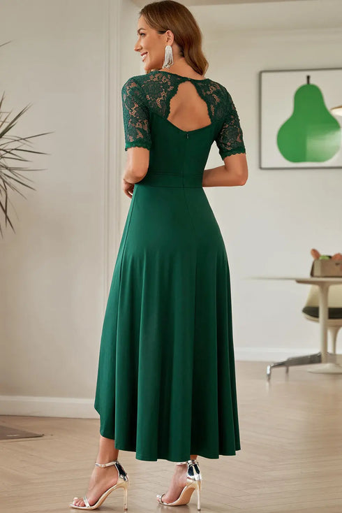'Nereida' Short Sleeve Lace Dress - Celes Fashion